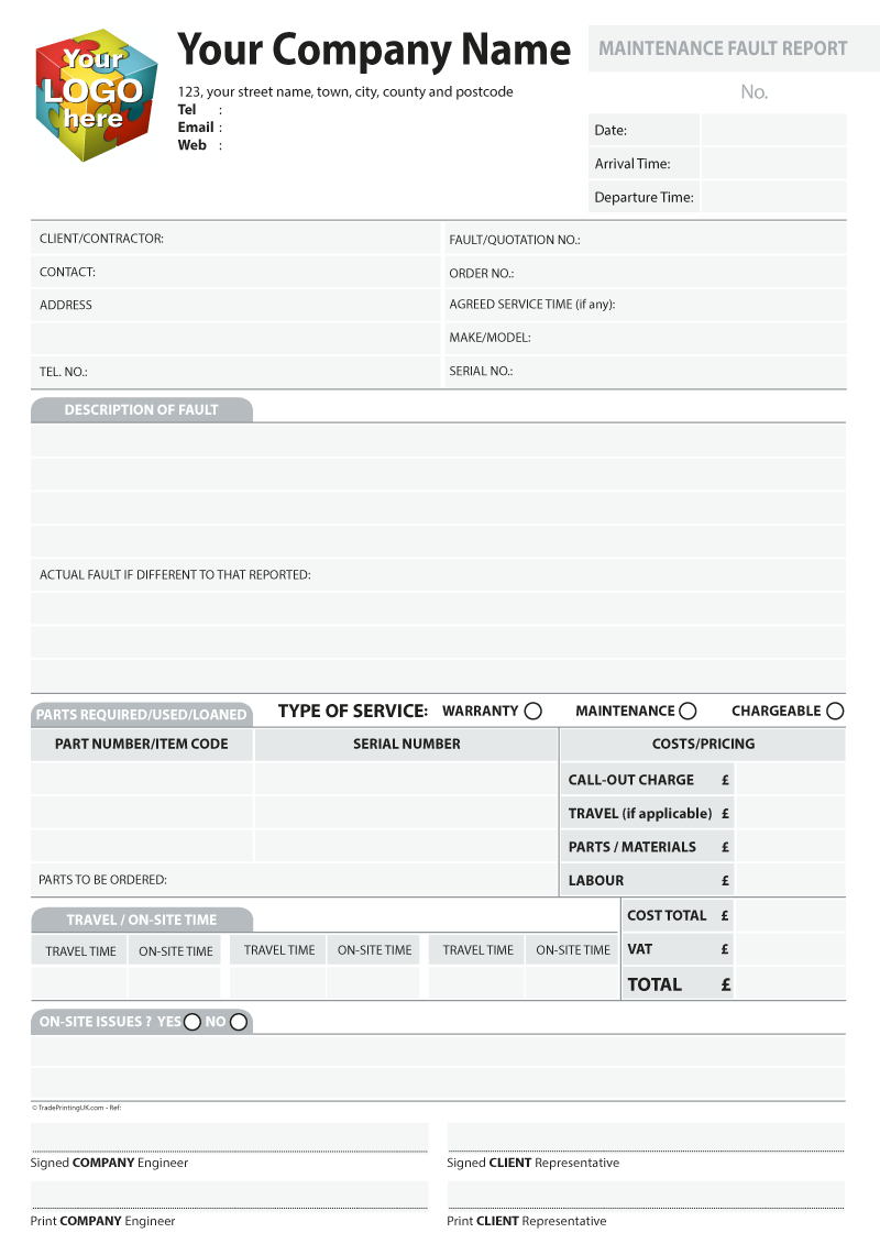 Maintenance Report Form Xls Sample Format Daily Machine Mis Inside Fault Report Template Word