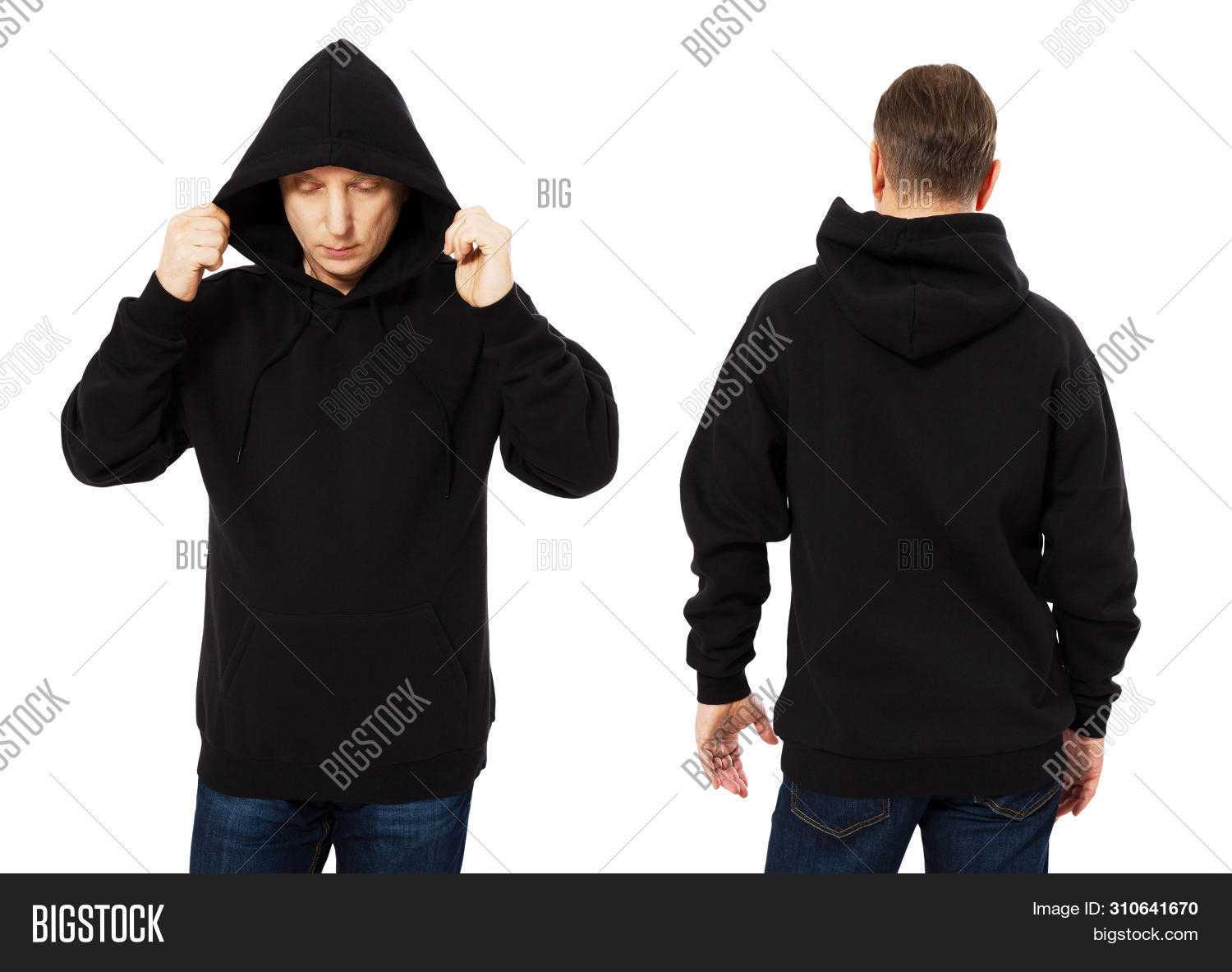 Man Template Mens Image & Photo (Free Trial) | Bigstock With Blank Black Hoodie Template