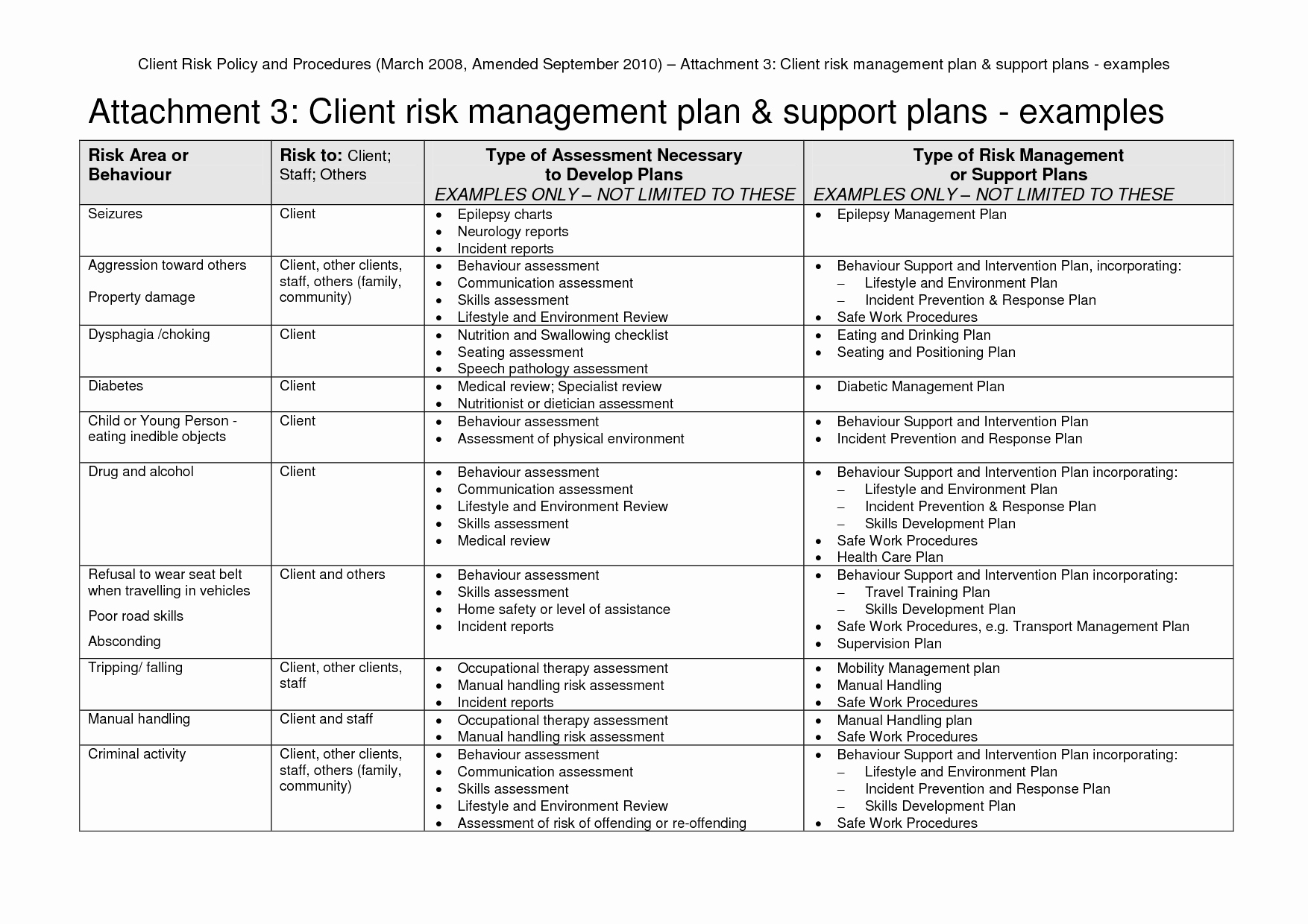 Management Plans Risk Plan Example Project Sample Pdf For Regarding Enterprise Risk Management Report Template