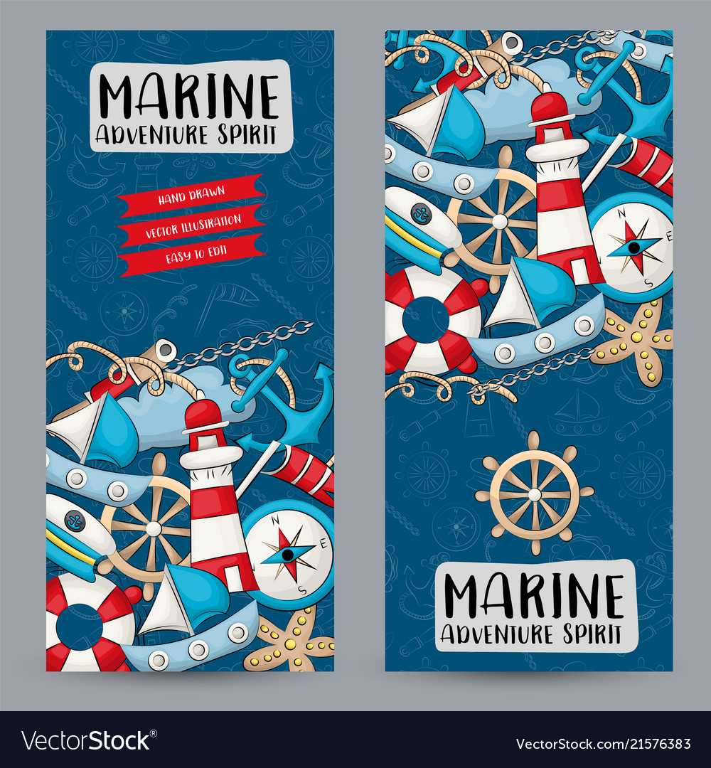 Marine Nautical Travel Concept Vertical Banner Within Nautical Banner Template