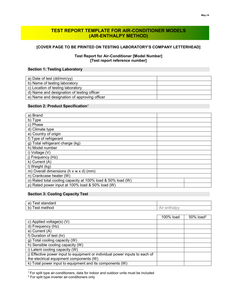 May 14 Test Report Template For Air For Test Result Report Template