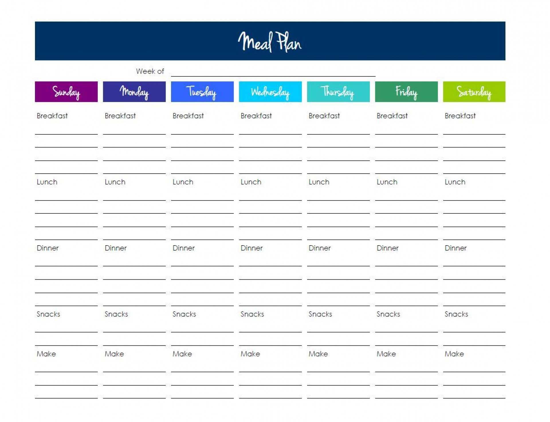 Meal Planning Chart Excel – Togot.bietthunghiduong.co Throughout Weekly Meal Planner Template Word