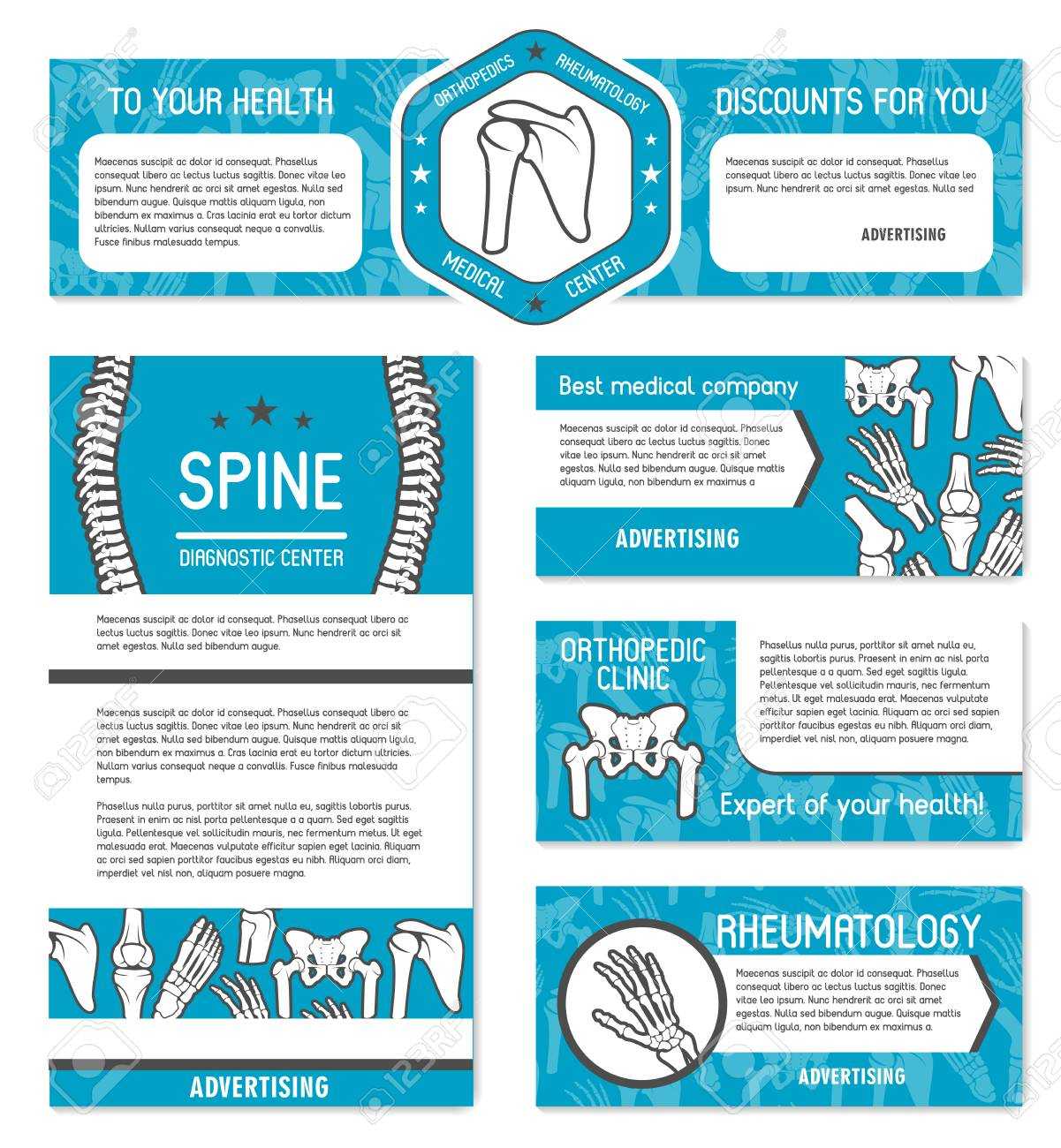 Medical Banner Set Of Orthopedics And Rheumatology Medicine Template For Medical Banner Template