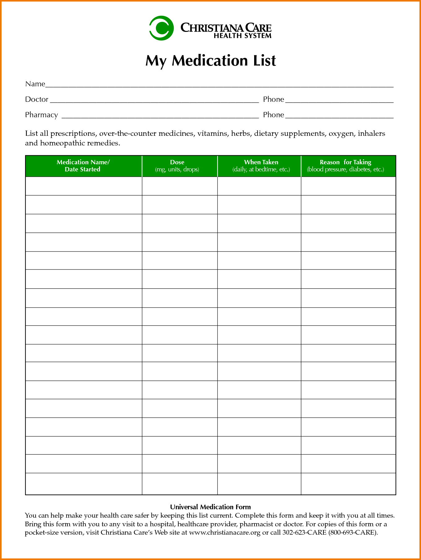 Medication List Template | Authorization Letter Pdf Pertaining To Blank Medication List Templates