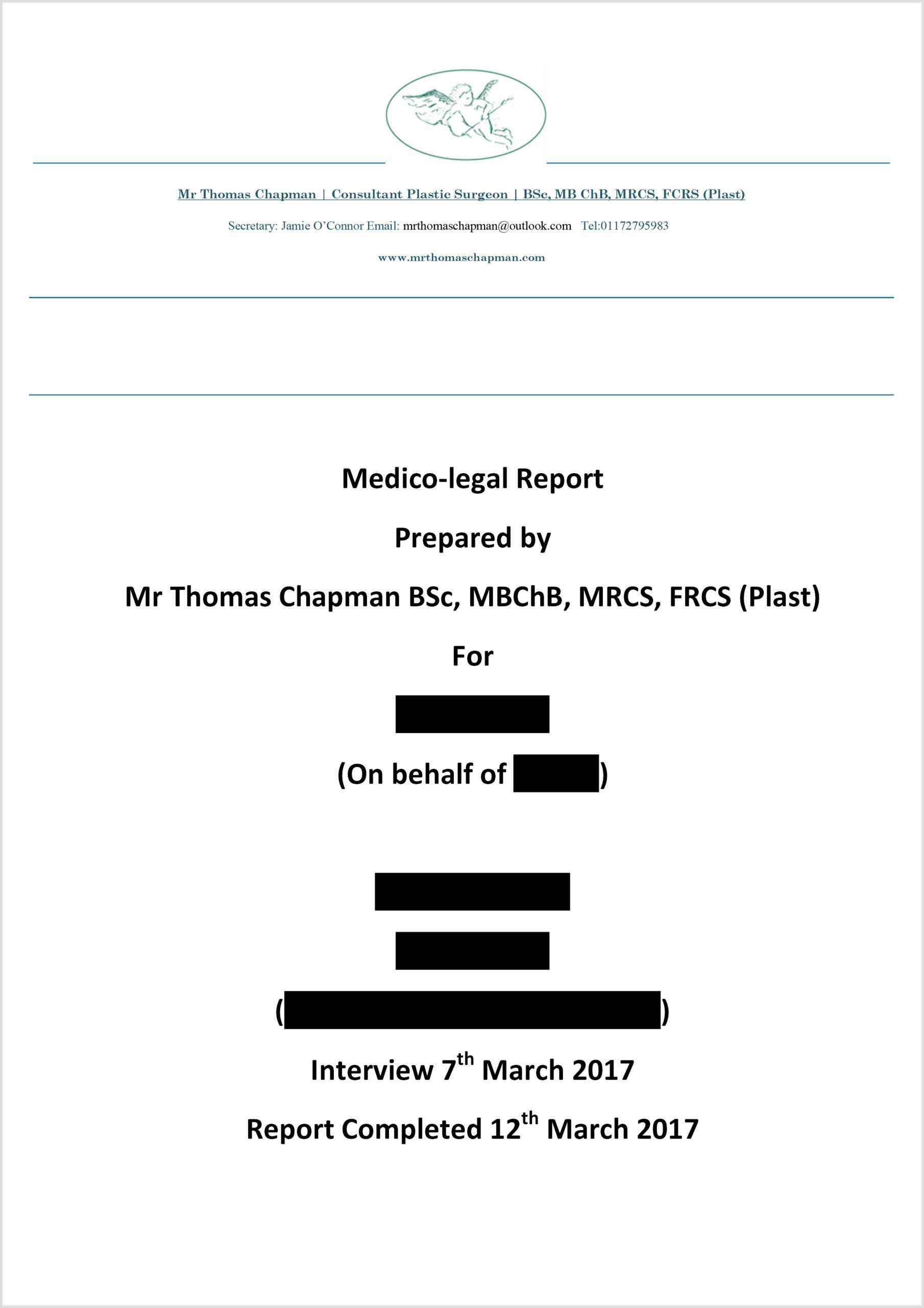 Medicolegal Reporting - Mr Thomas Chapman For Medical Legal Report Template
