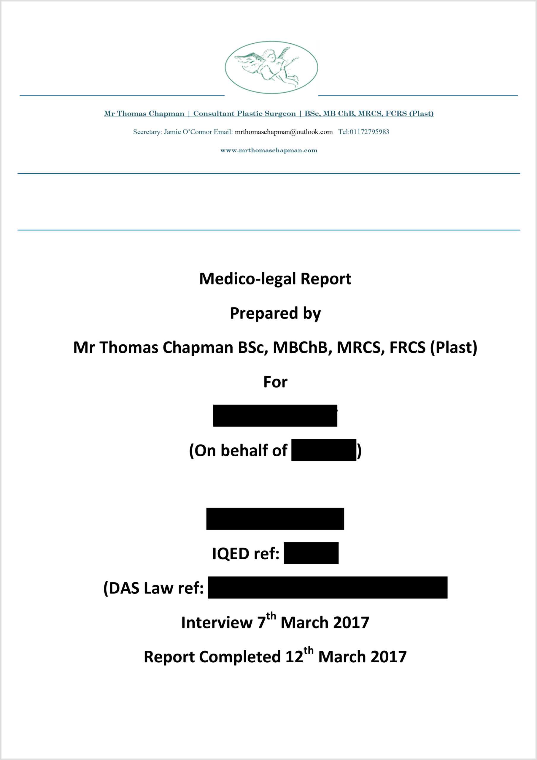 Medicolegal Reporting – Mr Thomas Chapman With Medical Legal Report Template