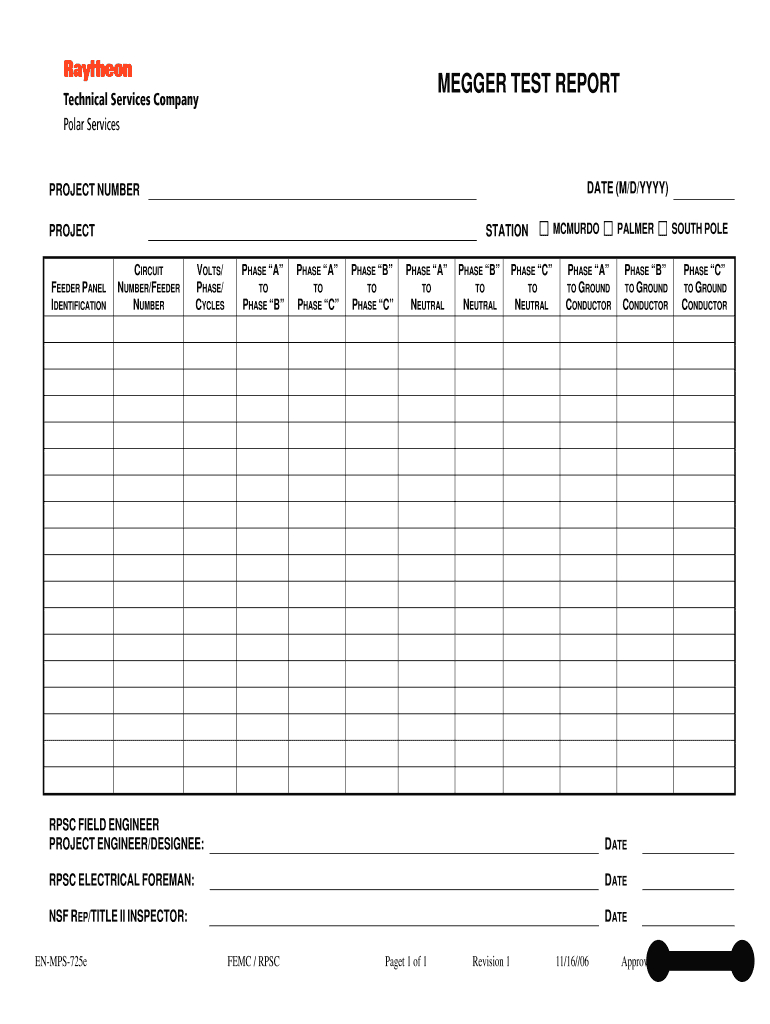 Meggaer Test Report Form Download - Fill Online, Printable In Megger Test Report Template