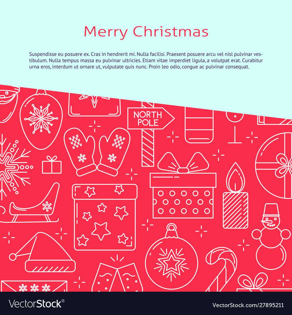 Merry Christmas Banner Template In Line Style For Merry Christmas Banner Template