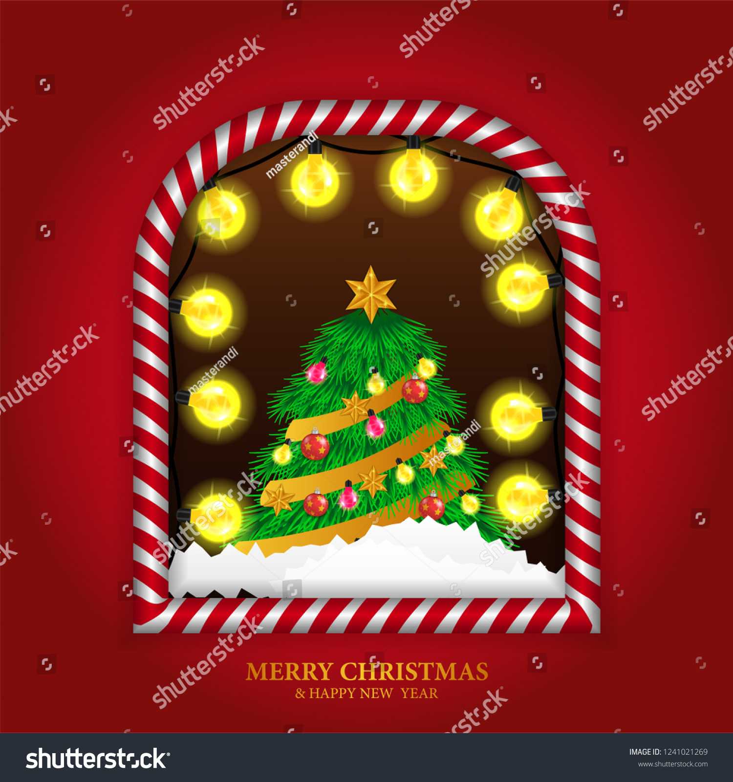 Merry Christmas Banner Template Windows Frame Stock Vector With Regard To Merry Christmas Banner Template