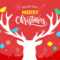 Merry Christmas Banner, Xmas Template Background With Deer Silhouette,.. For Merry Christmas Banner Template