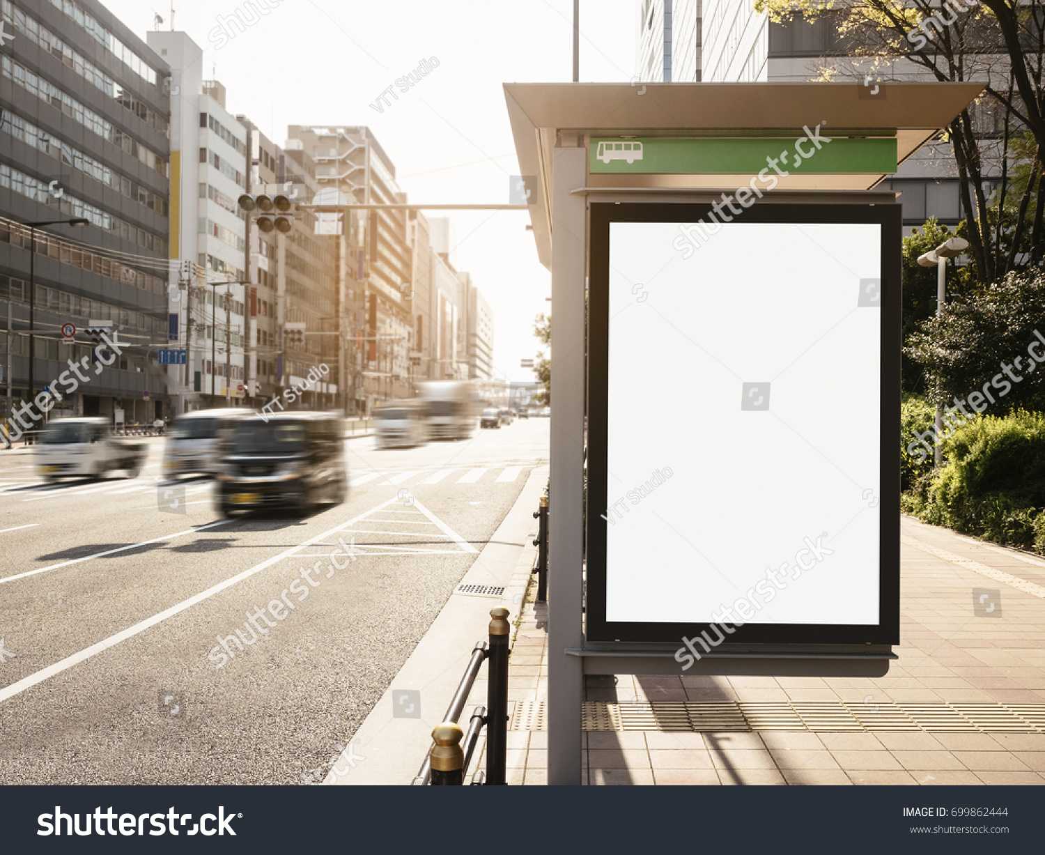 Mock Banner Template Bus Shelter Media Stock Photo (Edit Now In Street Banner Template
