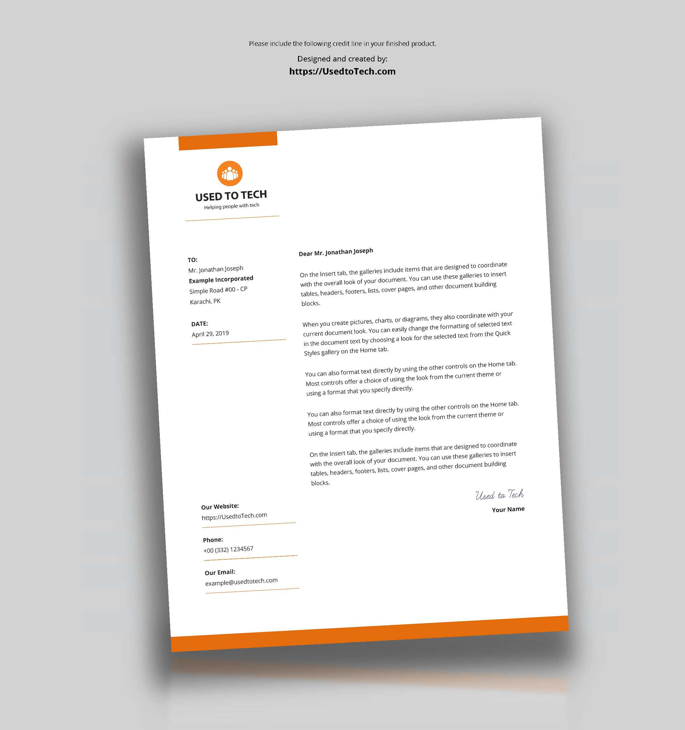 Modern Letterhead Template In Microsoft Word Free - Used To Tech In Word Stationery Template Free