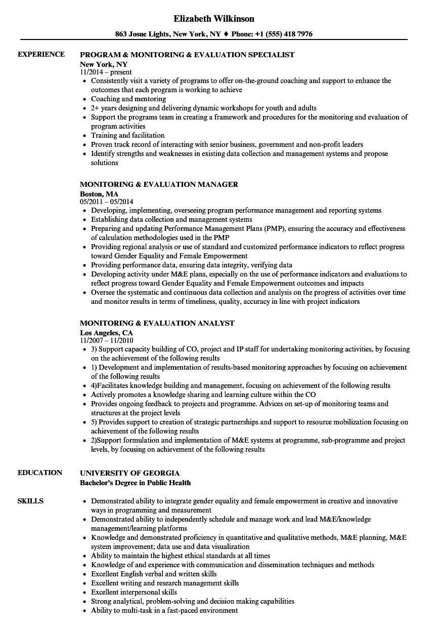 Monitoring & Evaluation Resume Samples | Velvet Jobs With M&amp;e Report Template