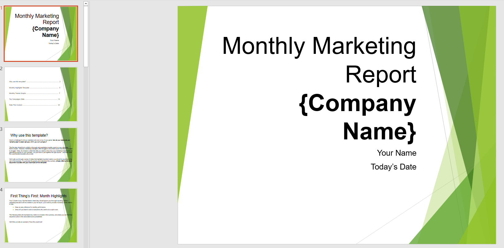 Monthly Marketing Reporting Powerpoint Template | Templates Throughout Monthly Report Template Ppt