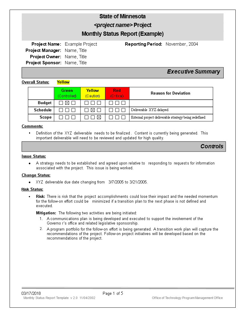 Monthly Status Report Template – Raptor.redmini.co In Deviation Report Template