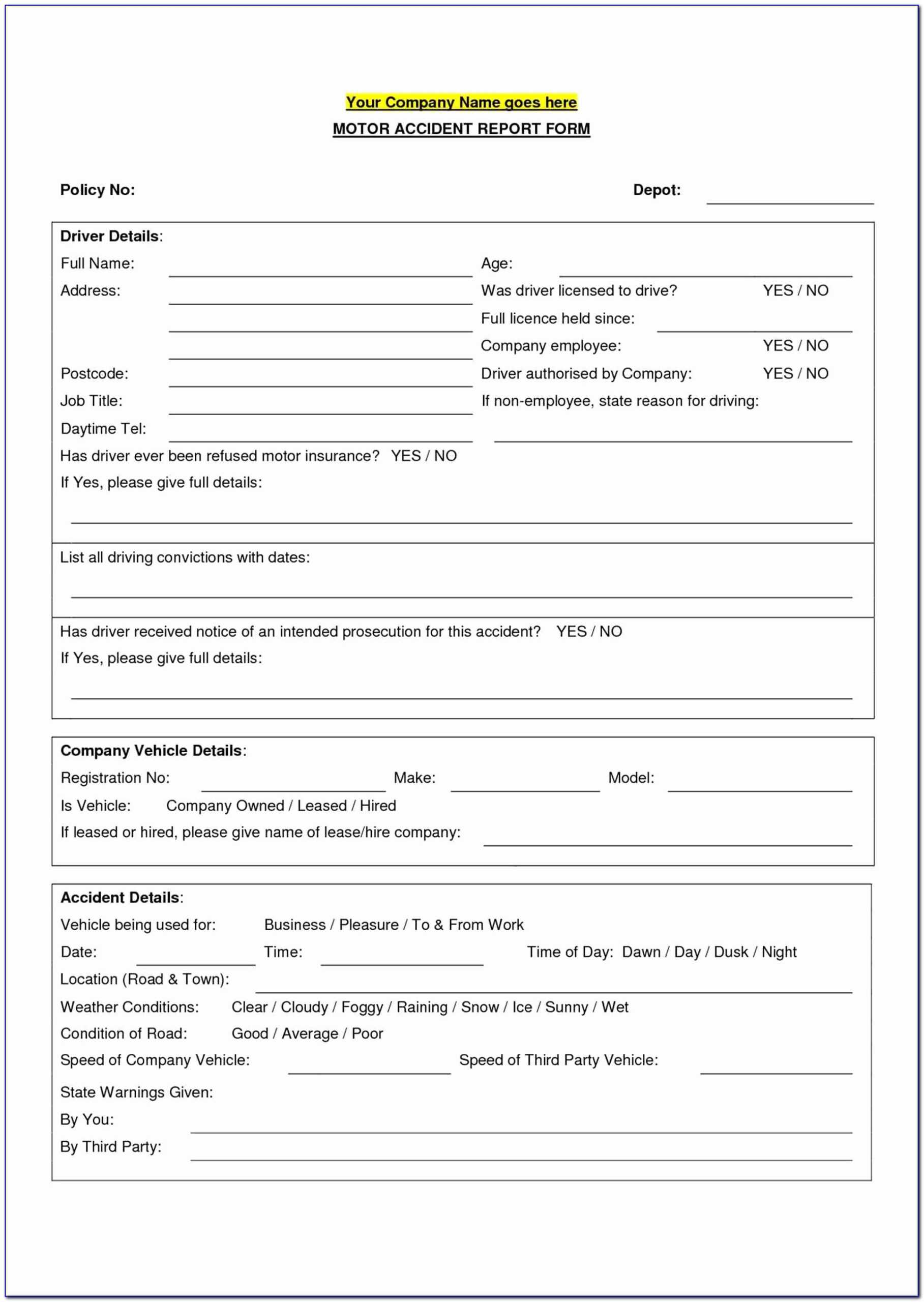 Ncr Report Template Cool Best S Of Accident Form Template In Inside Ncr Report Template