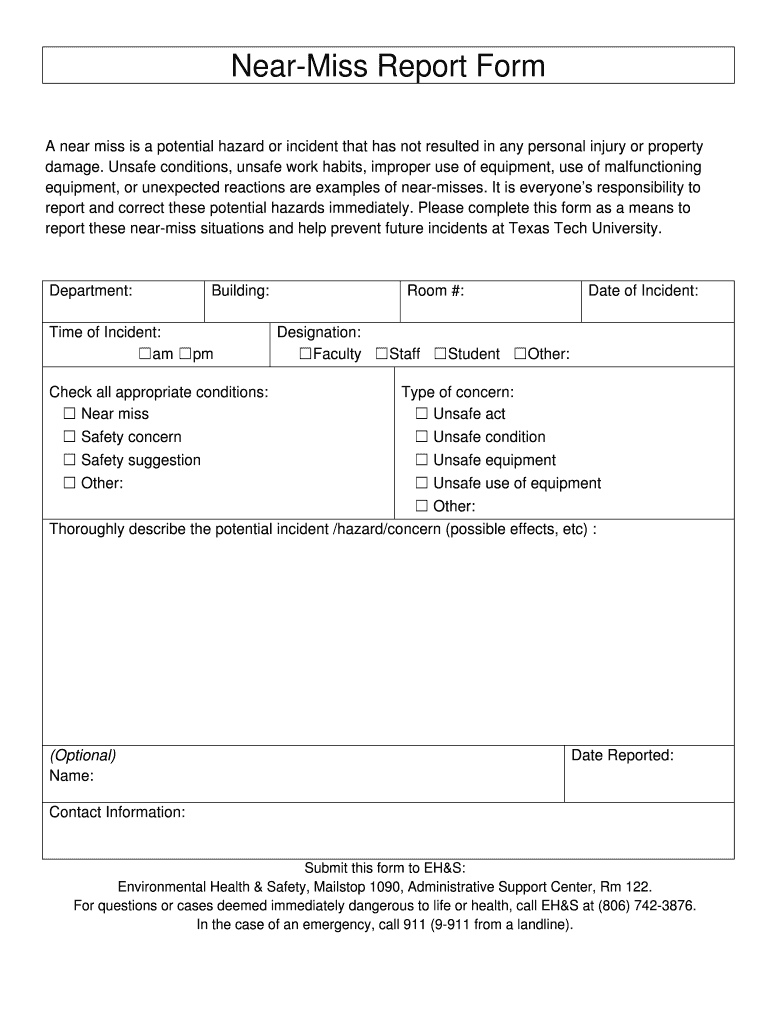 Near Miss Reporting Form Template – Fill Online, Printable Pertaining To Near Miss Incident Report Template