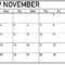 November 2019 Printable Calendar One Page Template – Latest Throughout Full Page Blank Calendar Template