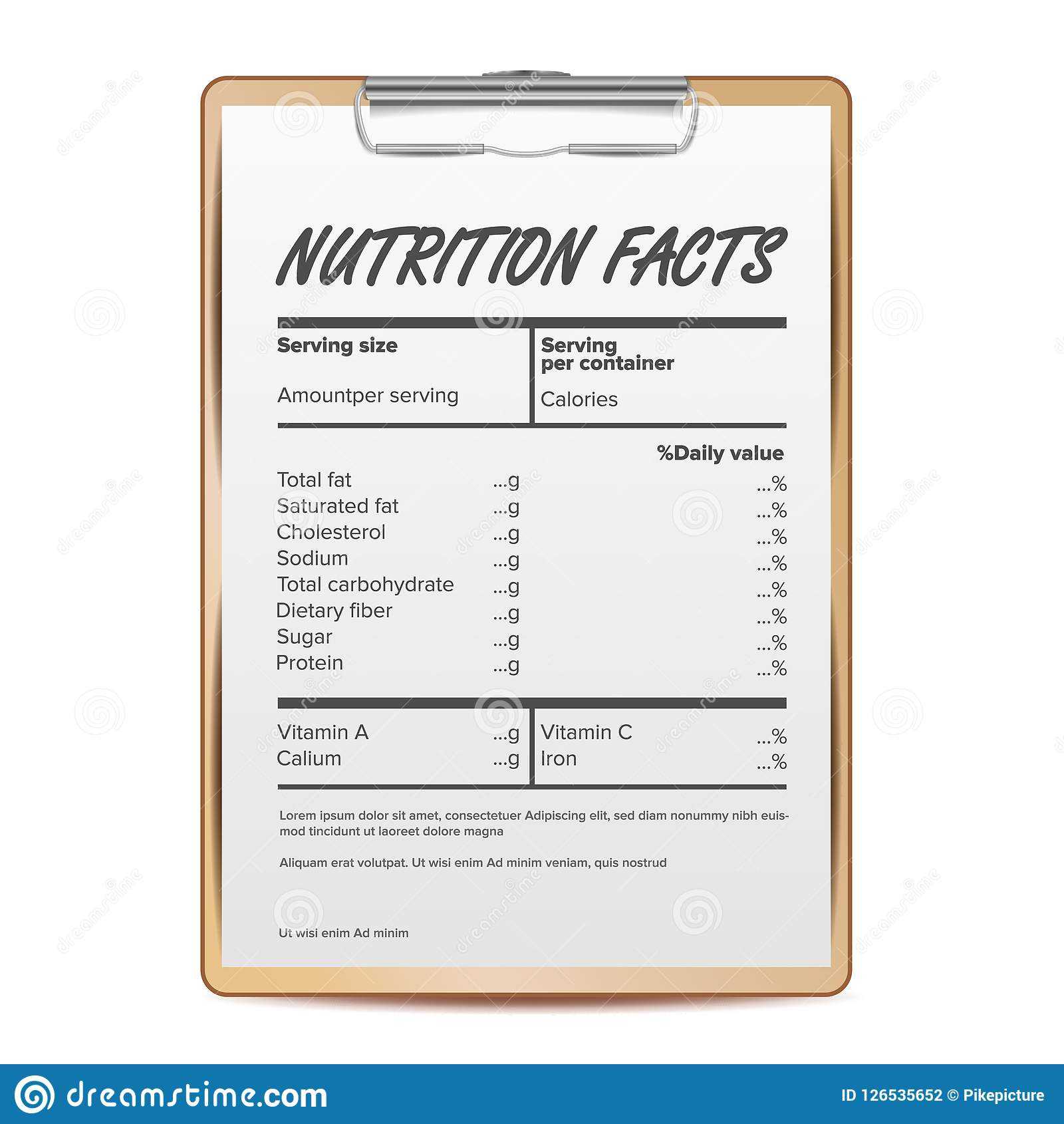 Nutrition Facts Vector. Blank, Template. Food Content. Fat Pertaining To Blank Food Label Template