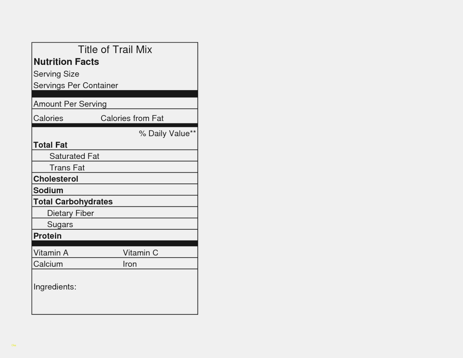 Nutrition News: Blank Nutrition Facts Label Template Pertaining To Blank Food Label Template