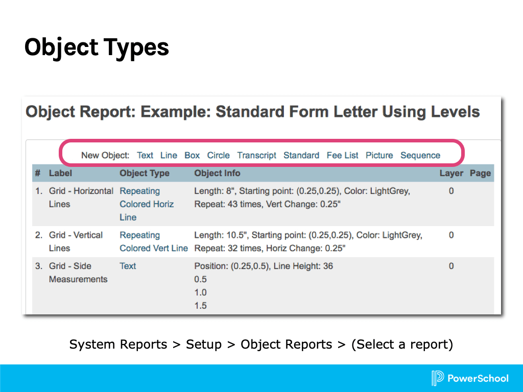 Object Reports 1: Basic Building Blocks Throughout Powerschool Reports Templates
