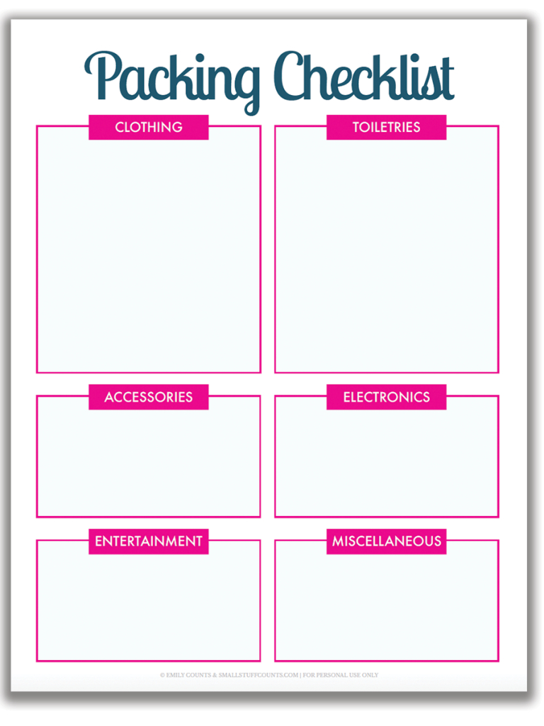 Organized Travel: A Free Printable Packing List For Your Throughout Blank Packing List Template
