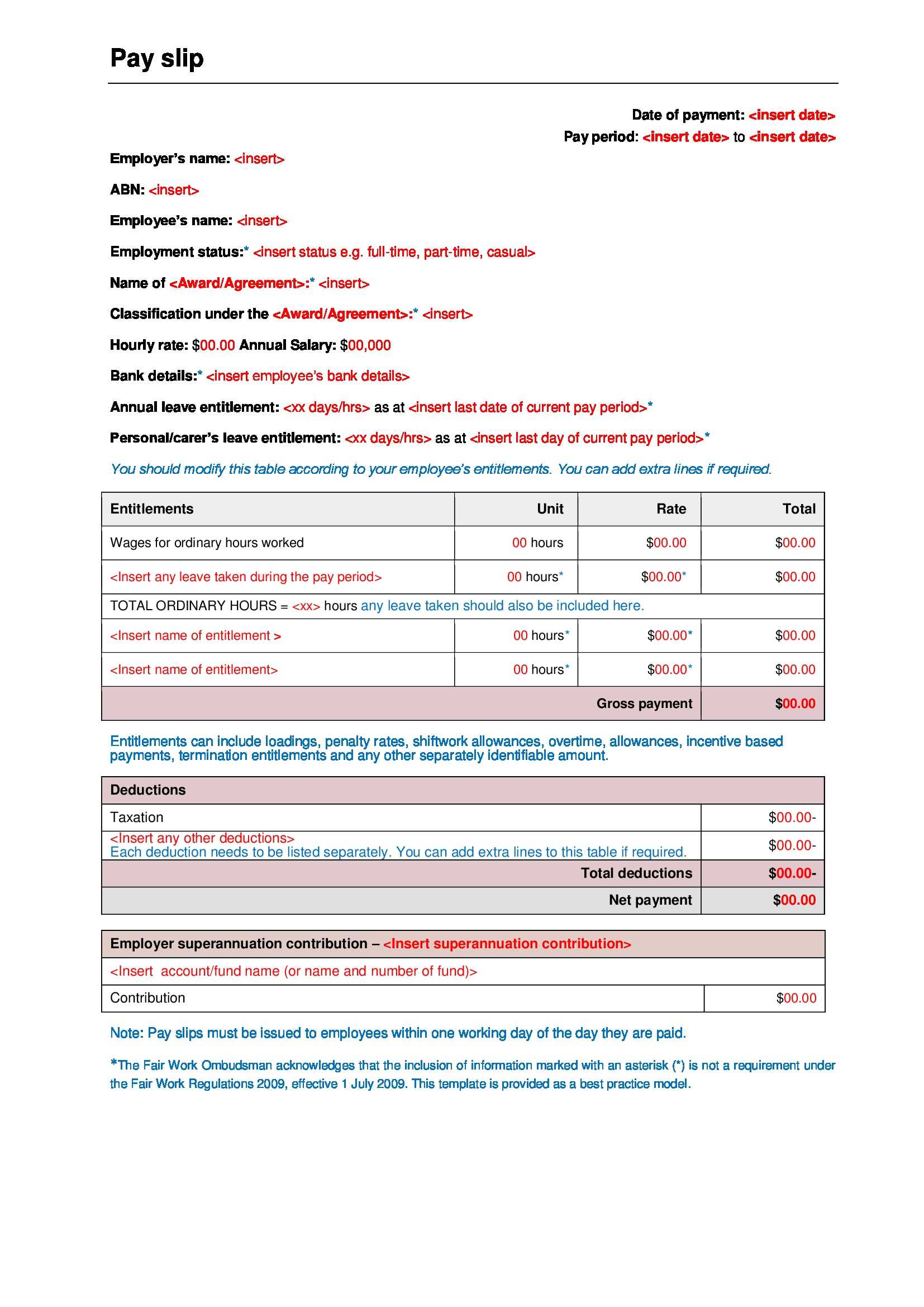Payslip Templates | 28+ Free Printable Excel & Word Formats With Blank Payslip Template