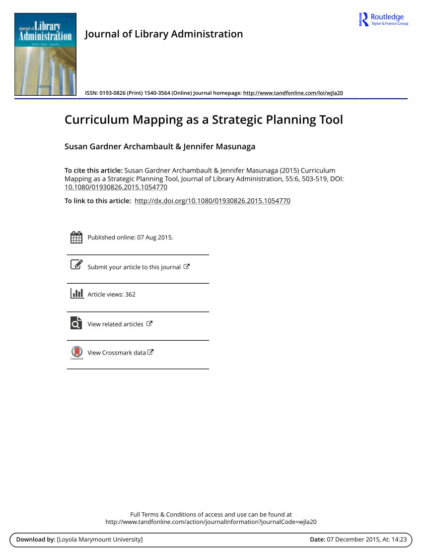 Pdf) Curriculum Mapping As A Strategic Planning Tool Regarding Blank Curriculum Map Template
