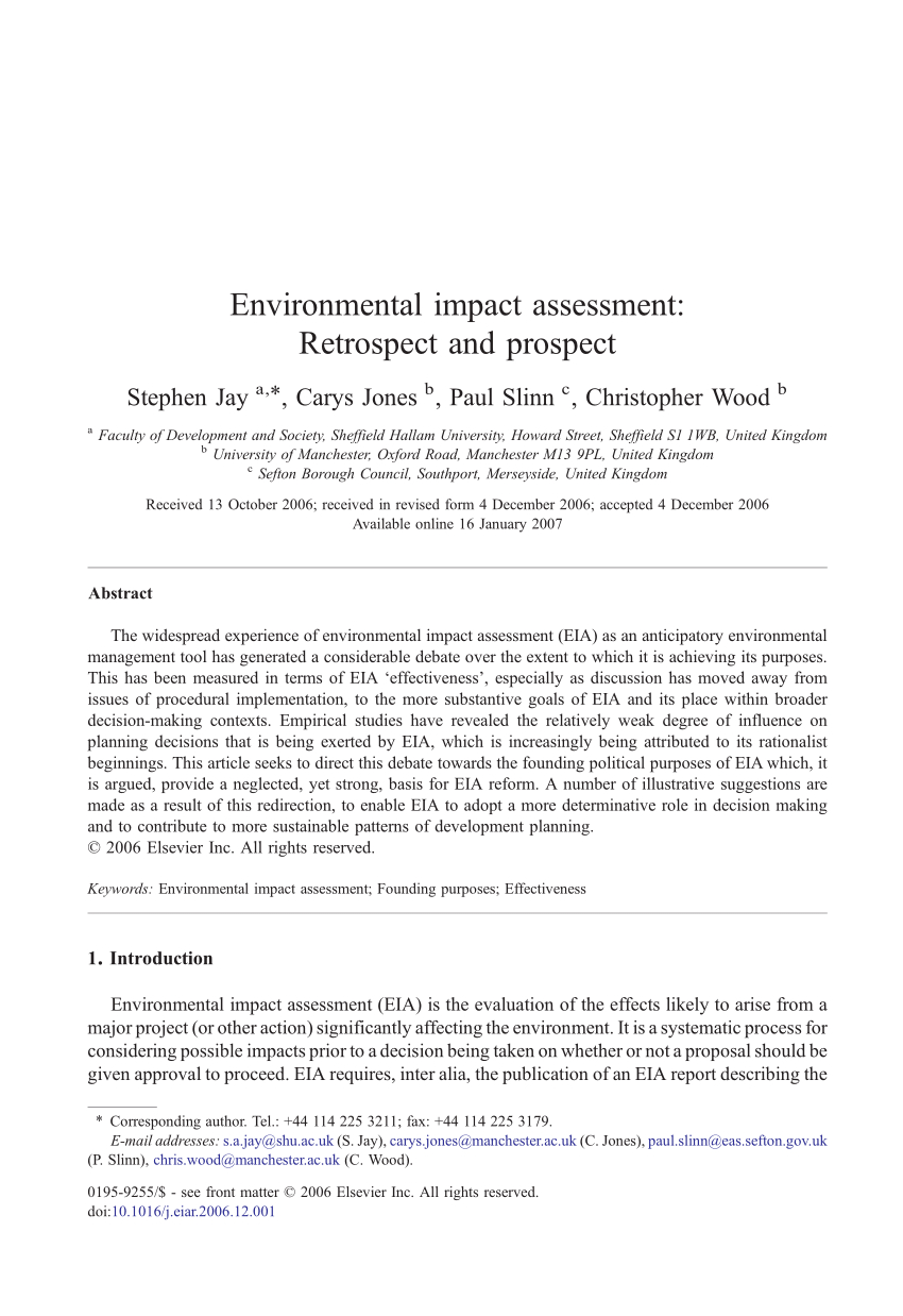Pdf) Environmental Impact Assessment: Retrospect And Prospect In Environmental Impact Report Template
