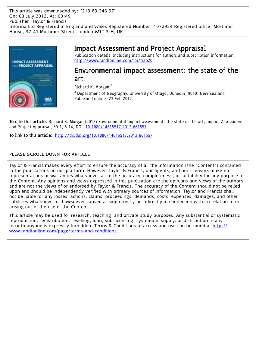 Pdf) Environmental Impact Assessment: The State Of The Art With Environmental Impact Report Template