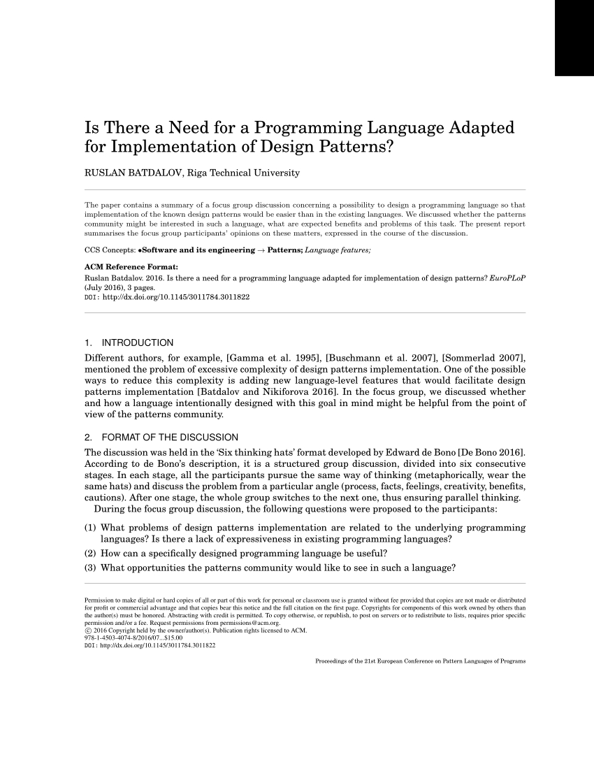 Pdf) Is There A Need For A Programming Language Adapted For For Focus Group Discussion Report Template