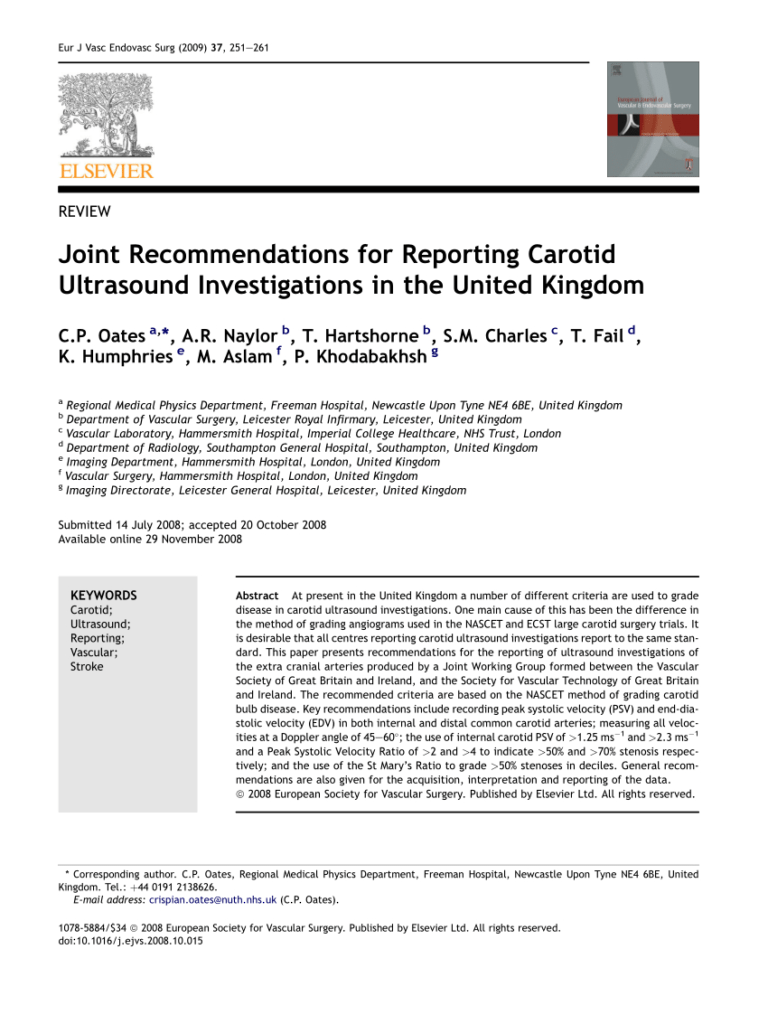 Carotid Ultrasound Report Template