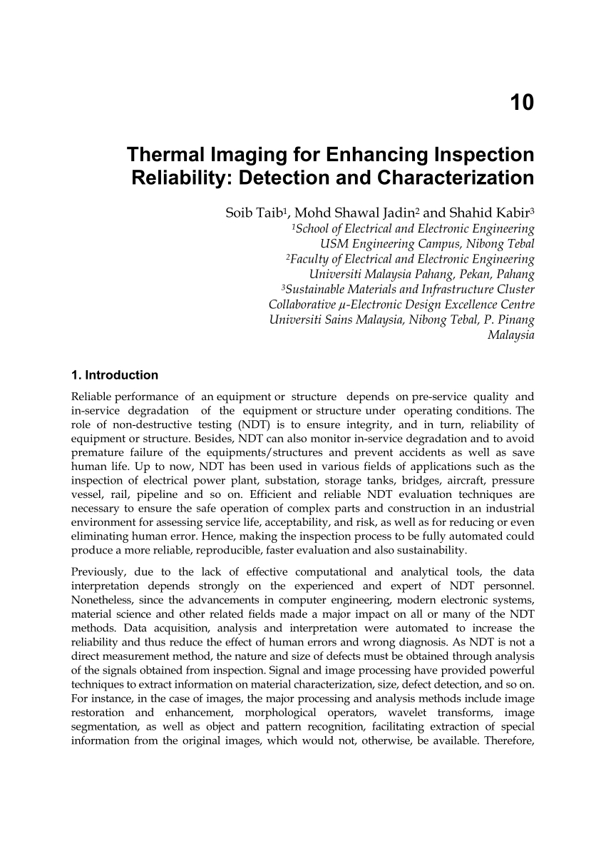 Pdf) Thermal Imaging For Enhancing Inspection Reliability Pertaining To Thermal Imaging Report Template