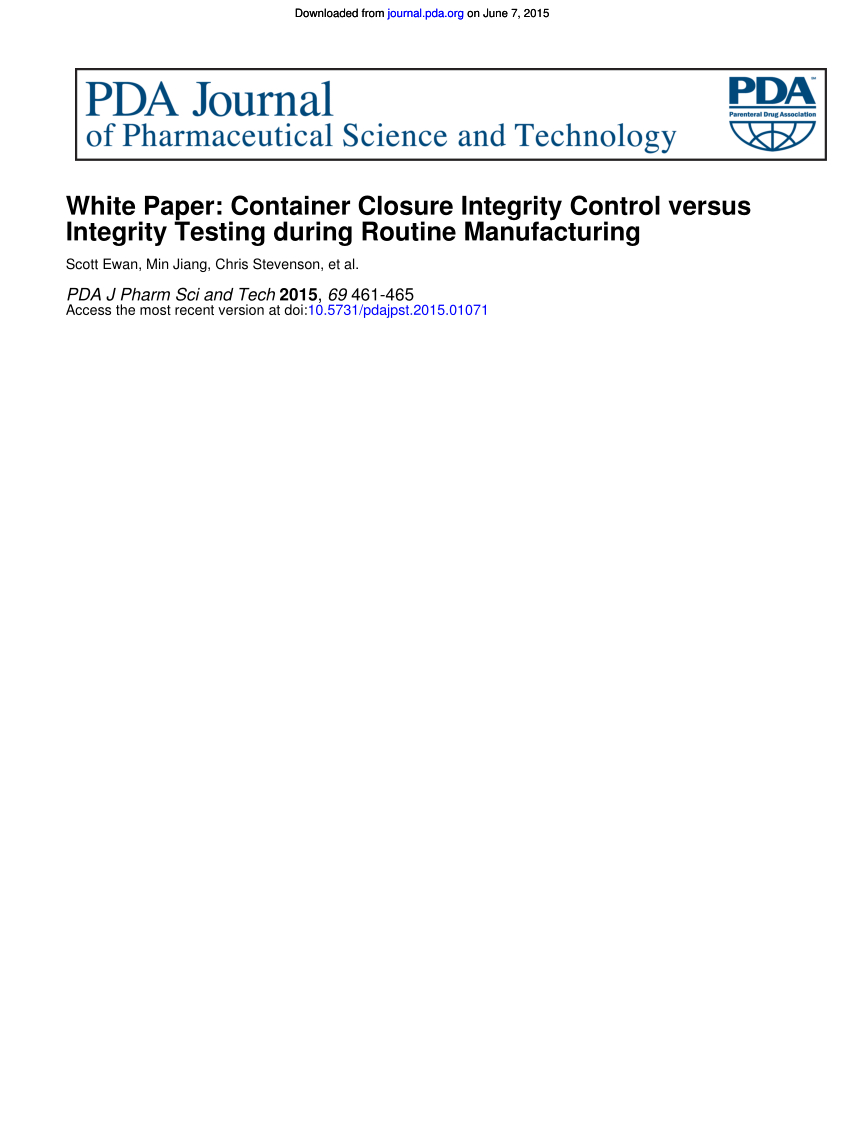 Pdf) White Paper: Container Closure Integrity Control Versus Regarding Test Closure Report Template