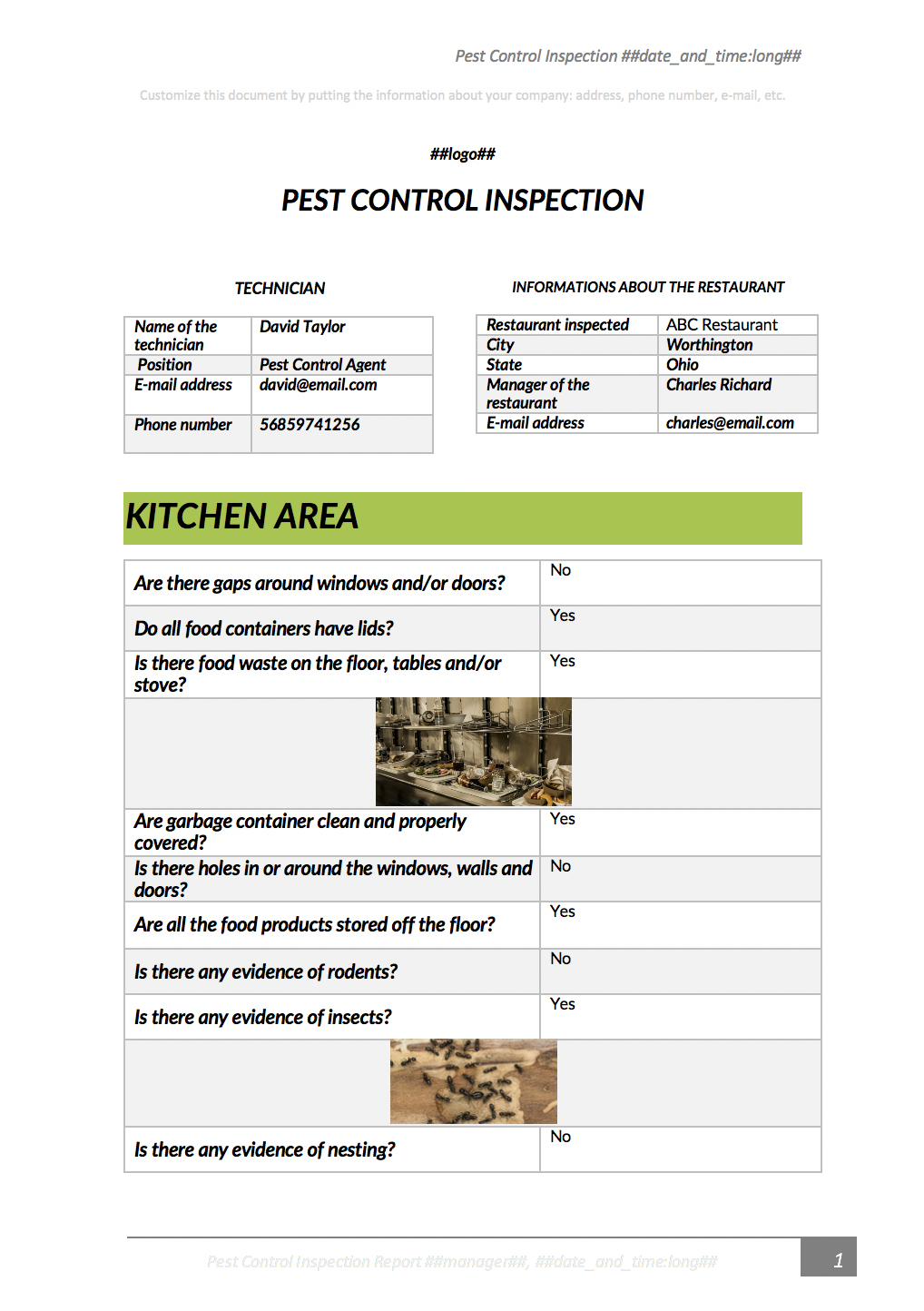 Pest Control Inspection With Kizeo Forms From Your Cellphone For Pest Control Report Template