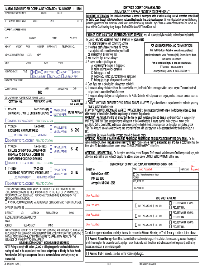 Police Citation Template – Fill Online, Printable, Fillable Within Blank Speeding Ticket Template