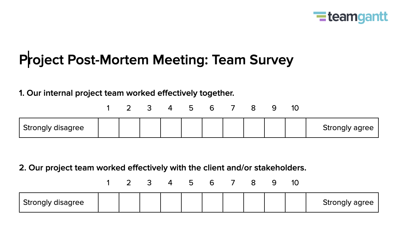 Post Mortem Meeting Template And Tips | Teamgantt With Debriefing Report Template