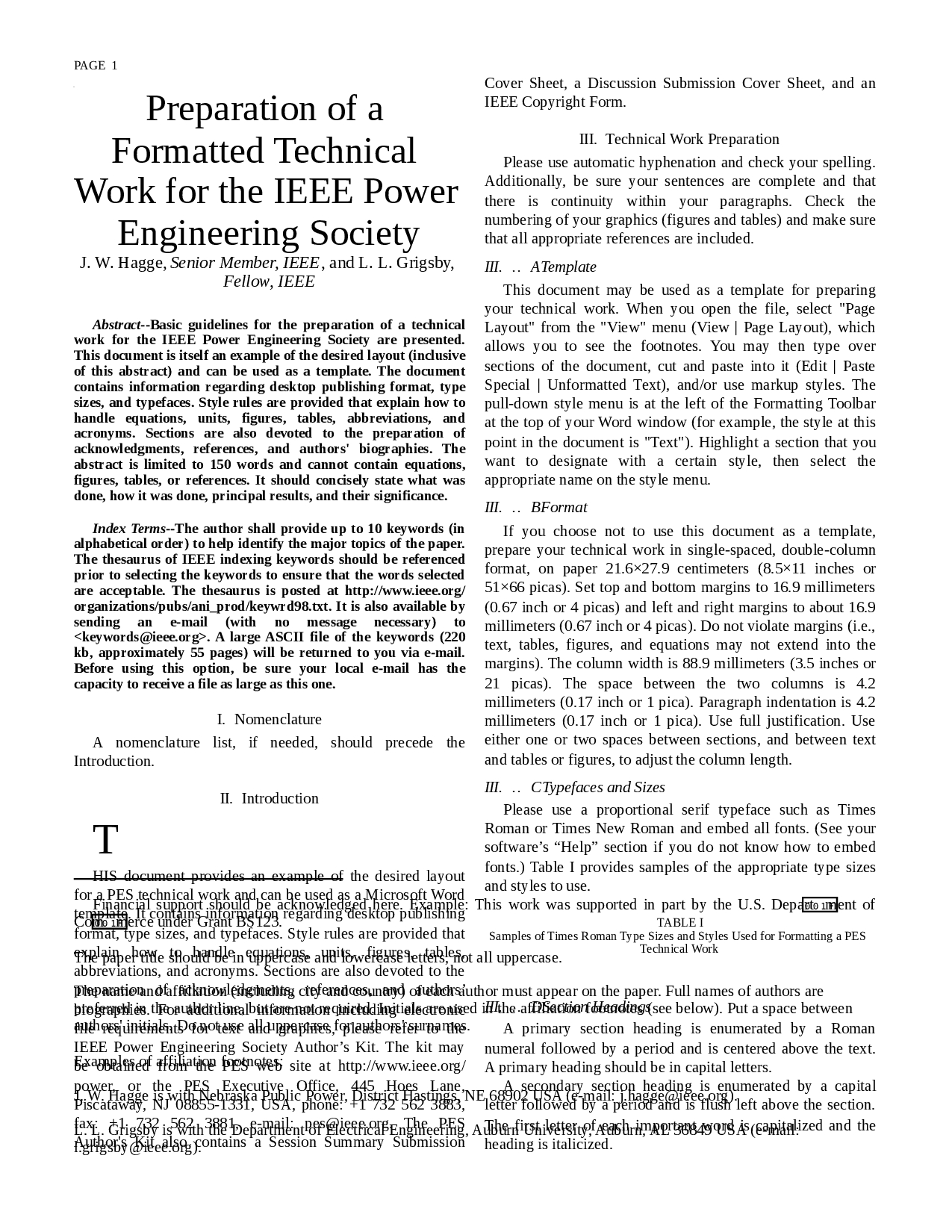 Preparation Of A Formatted Technical Work For The Ieee Power Throughout Ieee Template Word 2007
