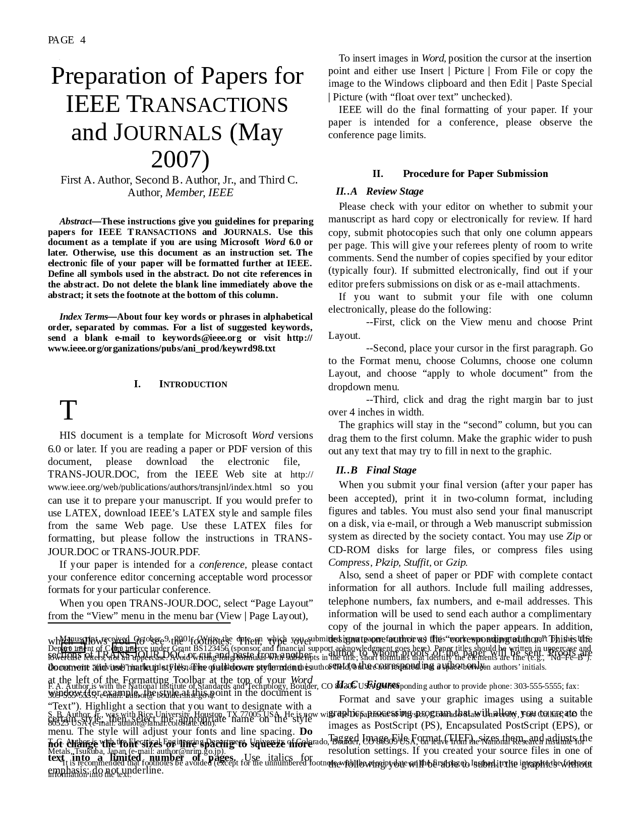 Preparation Of Papers For Ieee Transactions And Journals Regarding Ieee Template Word 2007