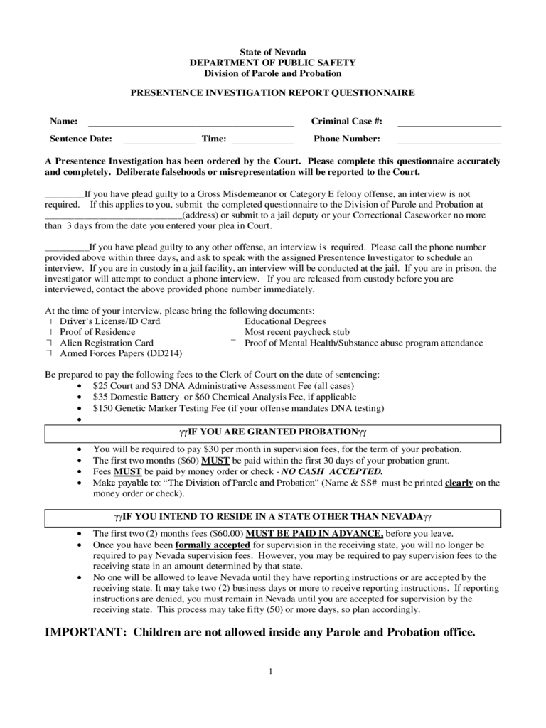 Presentence Investigation Report Form – 2 Free Templates In Regarding Presentence Investigation Report Template