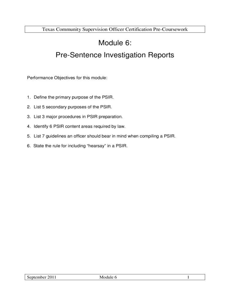 Presentence Investigation Report Form – Texas Free Download Pertaining To Presentence Investigation Report Template