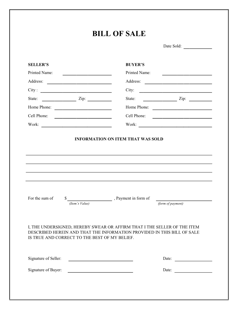 Print Bill Of Sale Form – Horizonconsulting.co Intended For Vehicle Bill Of Sale Template Word