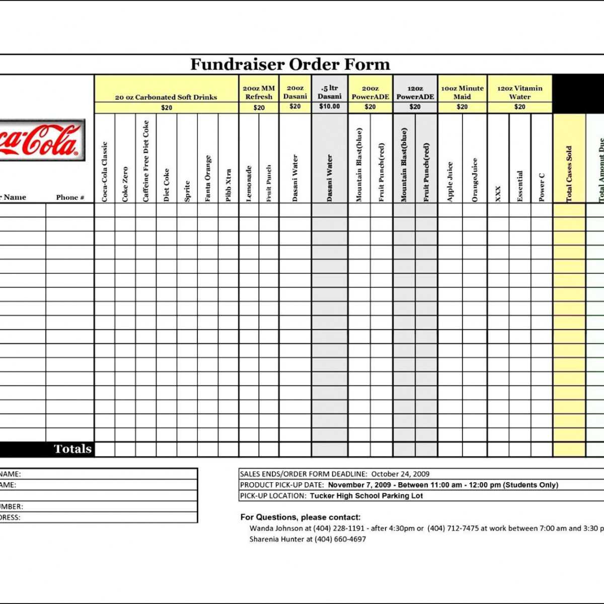 Printable 001 Fundraiser Order Form Template Incredible Regarding Blank Fundraiser Order Form Template