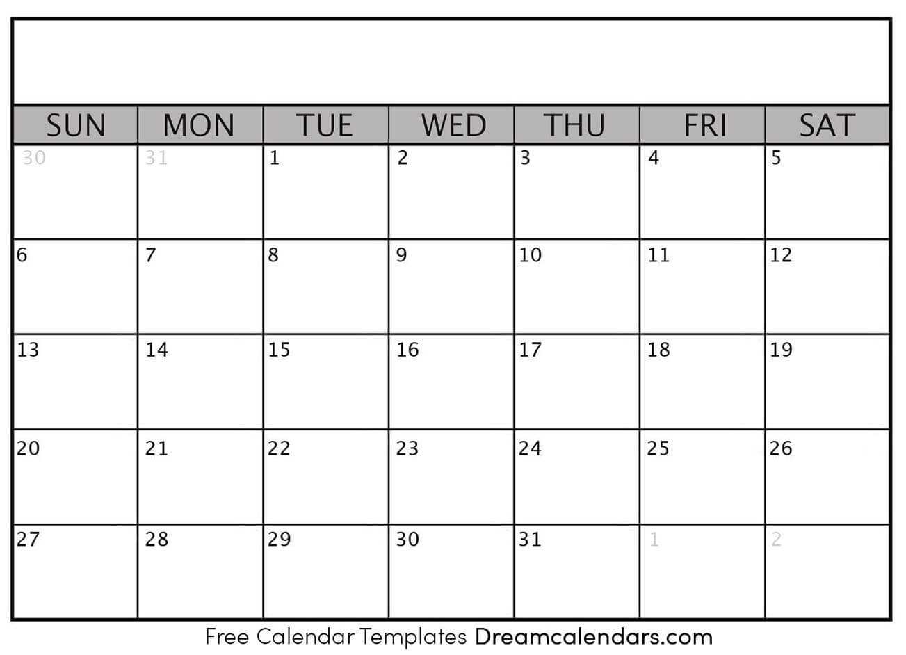 Printable Blank Calendar 2020 | Dream Calendars For Full Page Blank Calendar Template