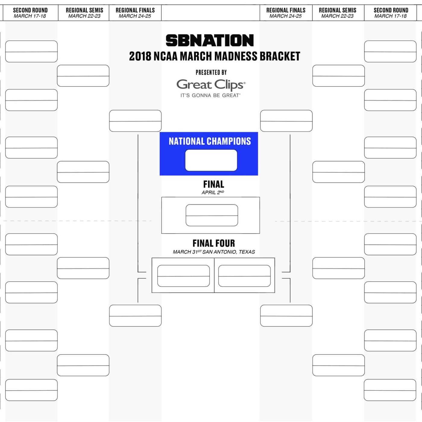 Printable Bracket 2018: Get Your Blank Version Here For Blank March Madness Bracket Template