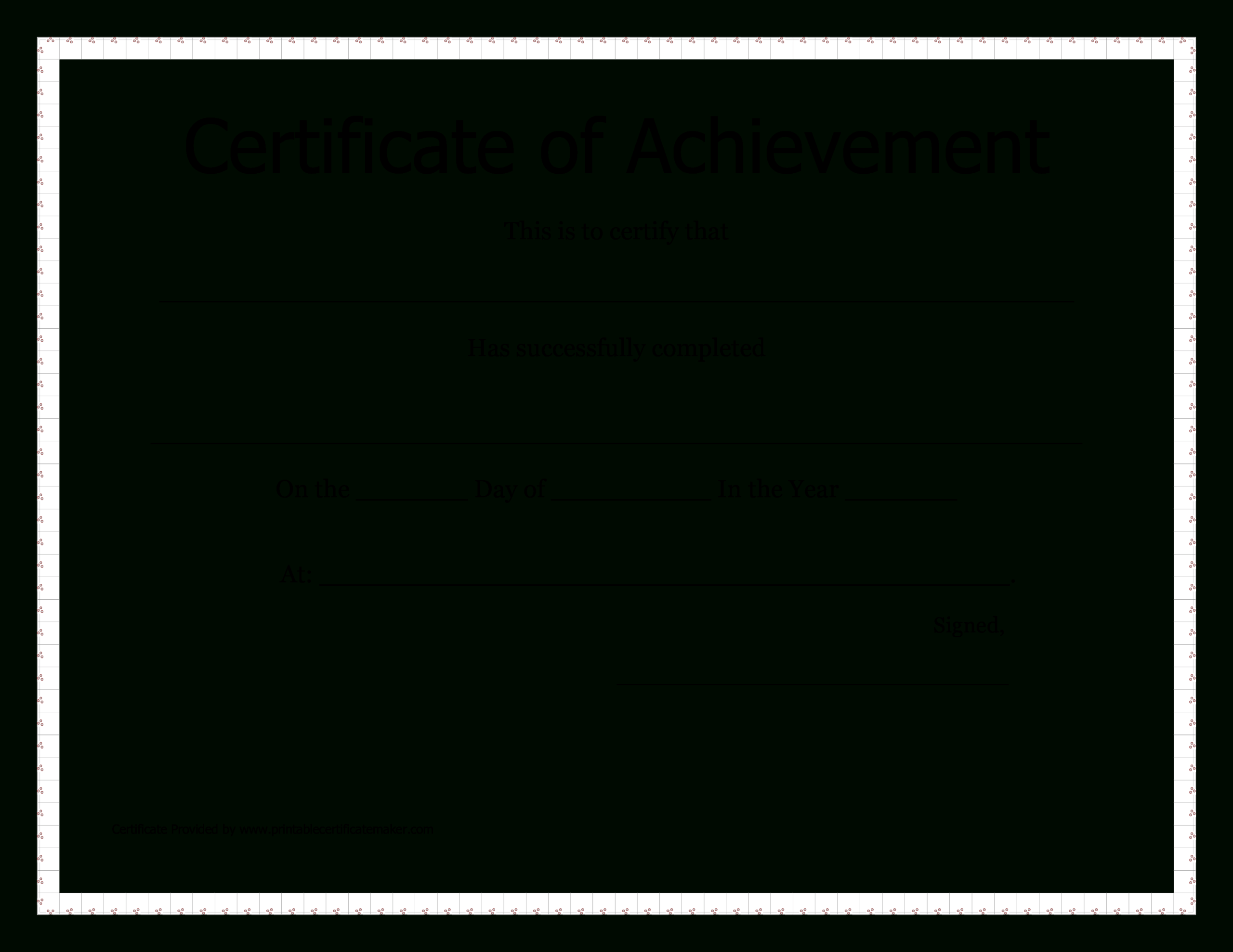 Printable Certificate Of Achievement | Templates At For Blank Certificate Of Achievement Template