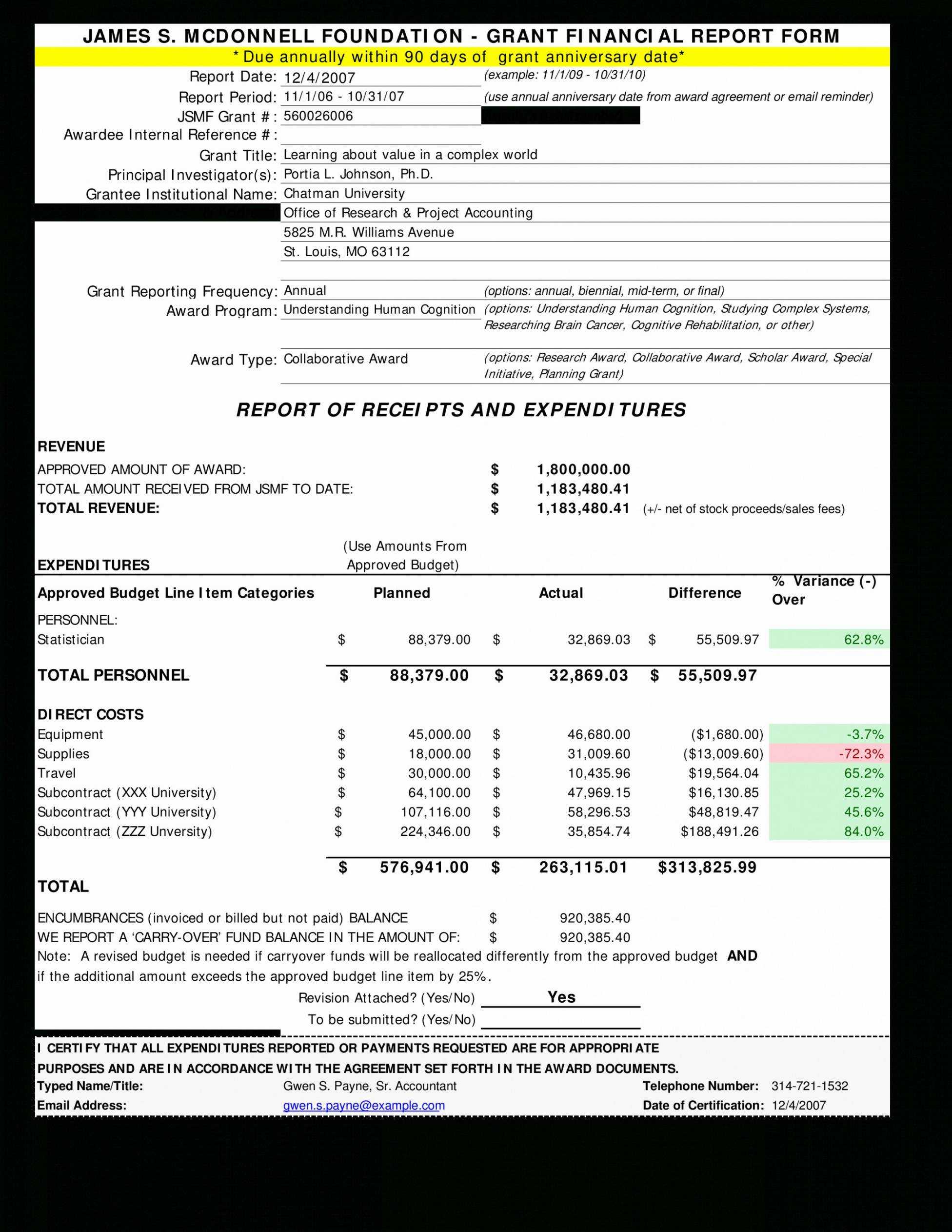 Printable Grant Financial Report Template Best Of Throughout Fundraising Report Template
