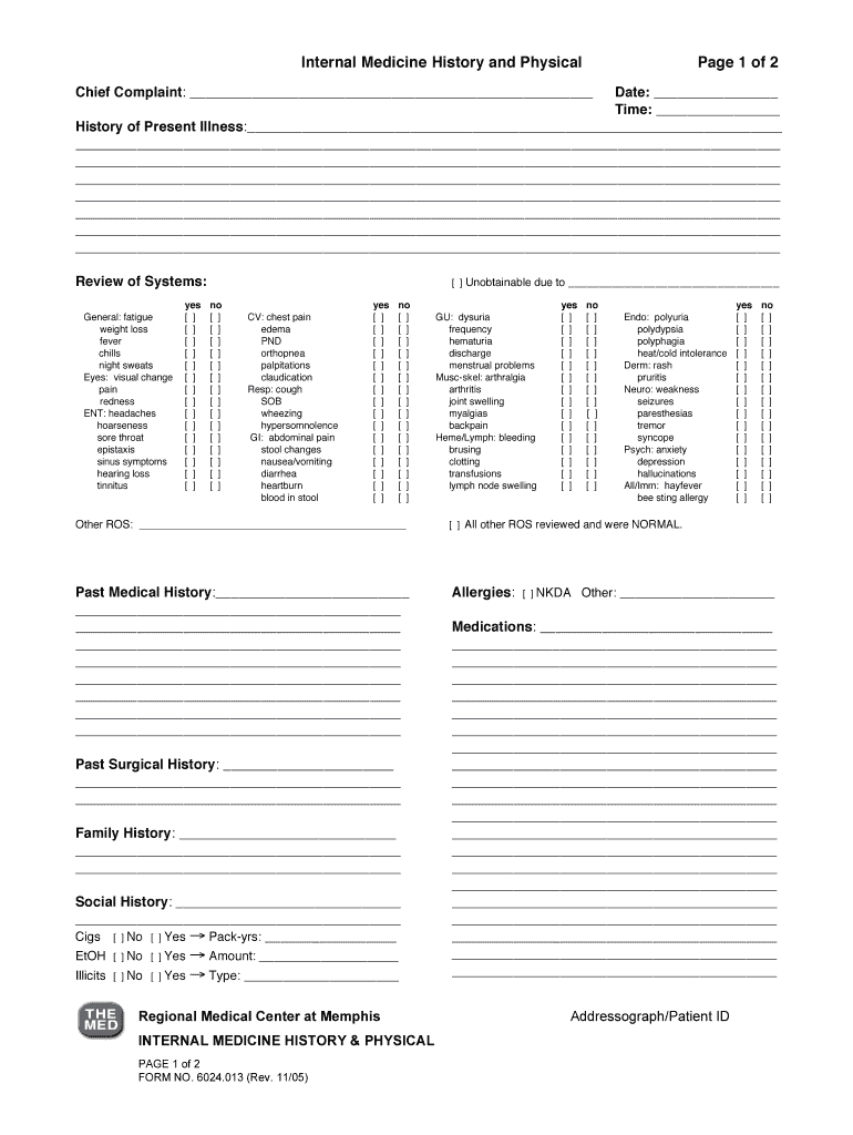 Printable H P Template – Fill Online, Printable, Fillable Within History And Physical Template Word