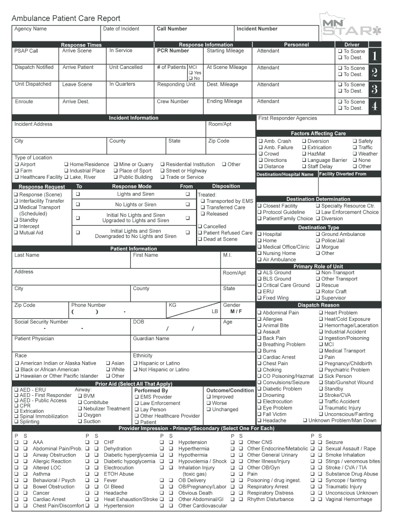 Printable Patient Care Report – Fill Online, Printable For Patient Care Report Template