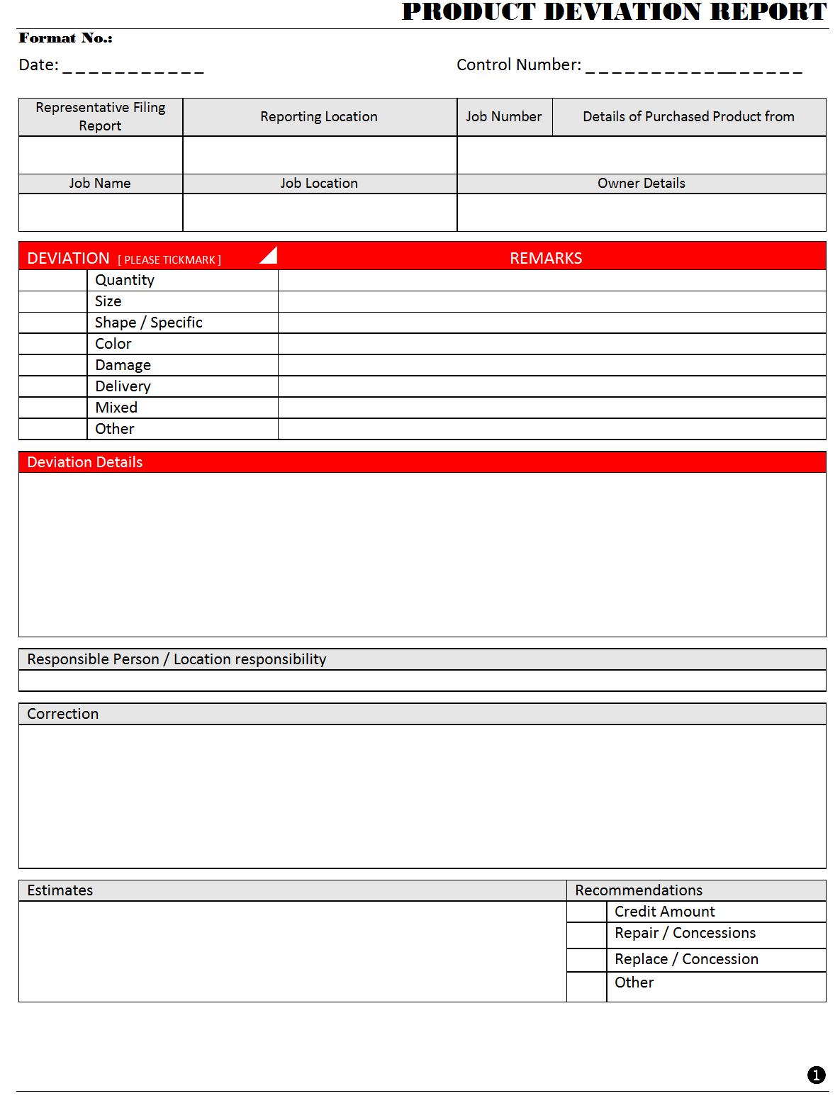 Product Deviation Report - With Regard To Deviation Report Template